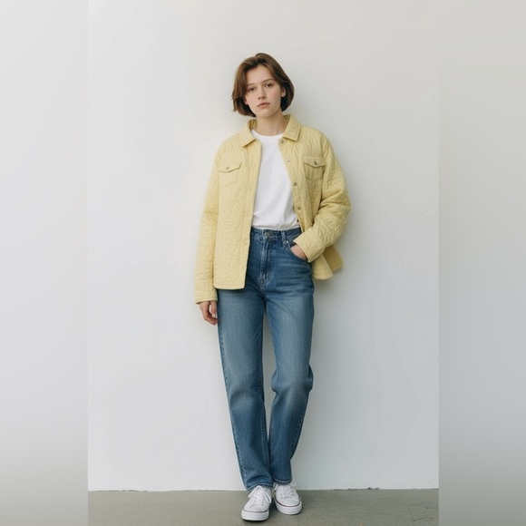 Denver Hayes Jackets & Blazers - Quilted Corduroy Snap Button Pastel Yellow Coat | Denver Hayes - Size Medium